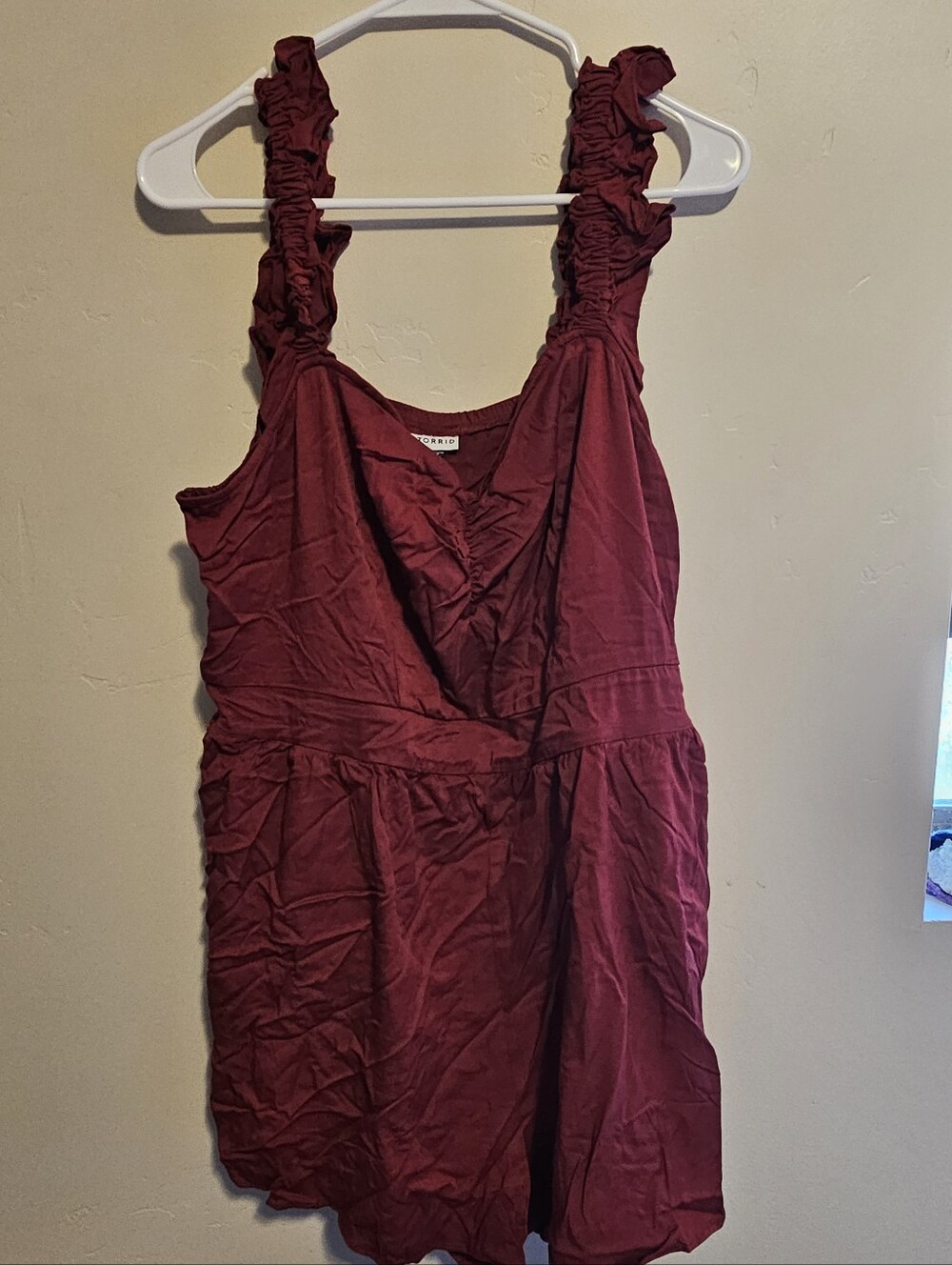 NWT Ruffled Strap Burgundy Romper